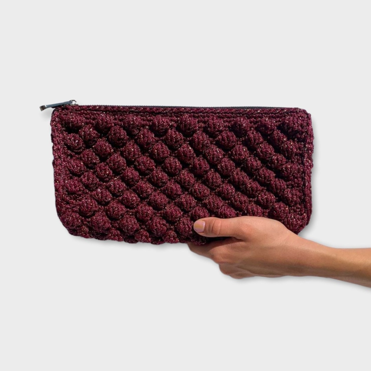 Crochet  Envelope  Medium Bag with leather parts